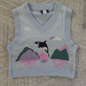 H&M XS Light Blue Orca Sweater Vest  